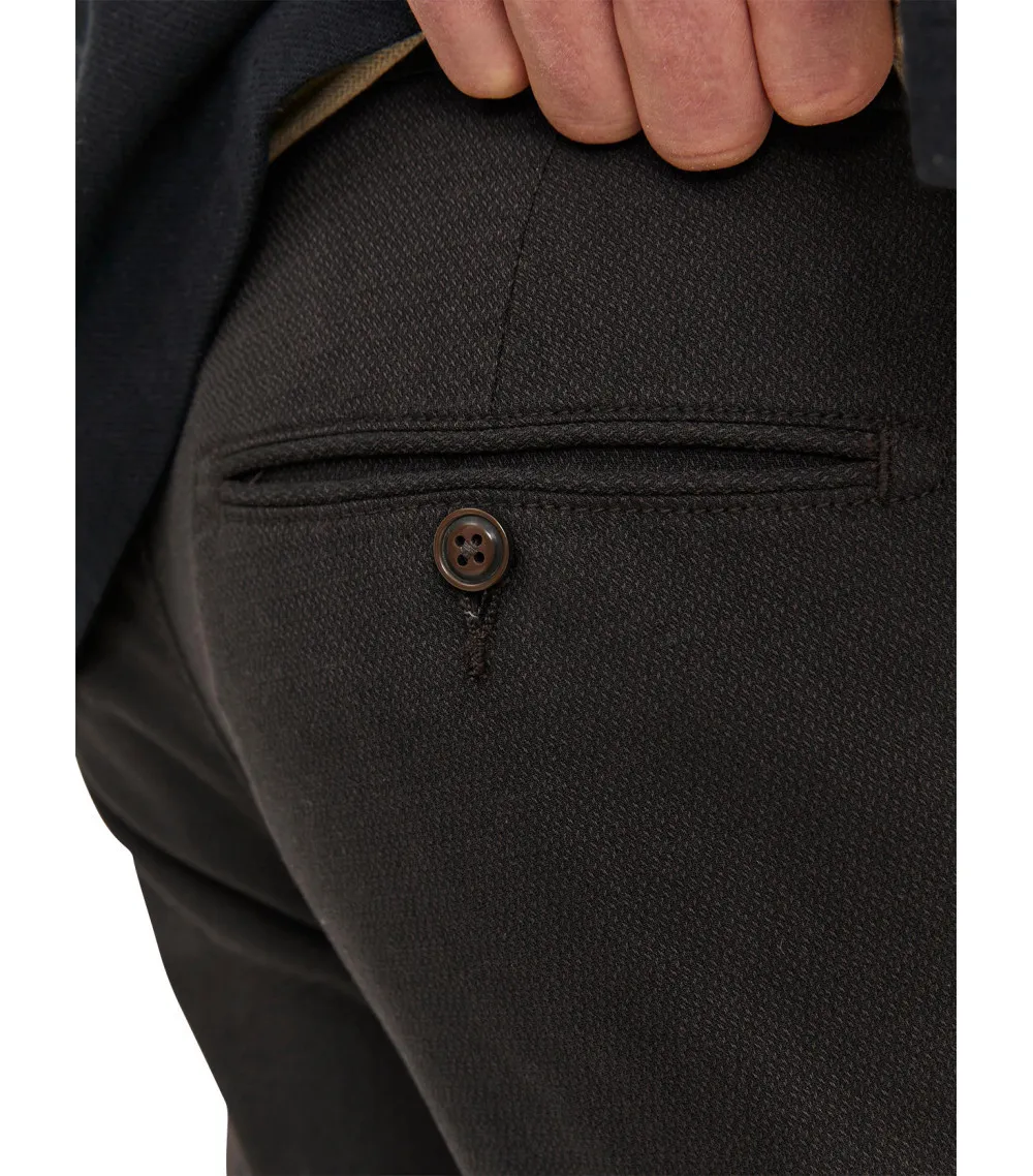 Pantalon chino avec une coupe slim Premium Marco en coton mélangé marron
