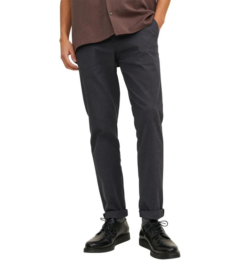 Pantalon chino avec une coupe slim Premium Marco en coton mélangé noir