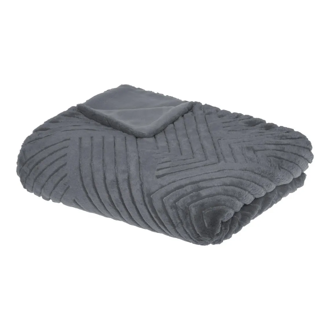 Plaid Fourrure 3D Géo Gris 180 x 230 | 3 Suisses