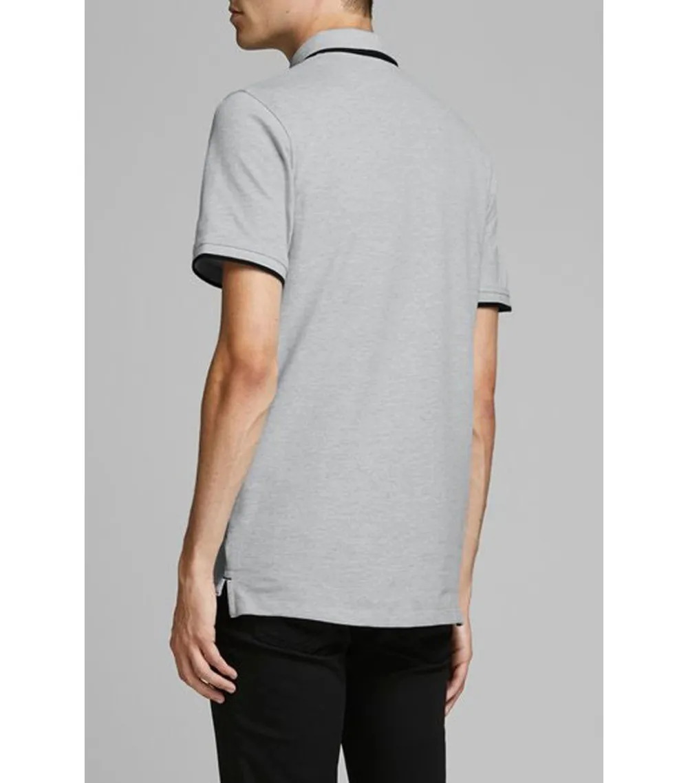Polo manches courtes Jack and Jones Paulos en coton mélangé gris chiné