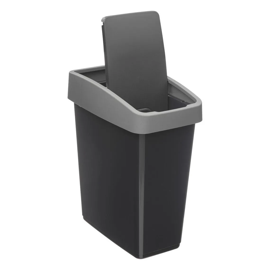 Poubelle 2 ouvertures plastique 45L gris | 3 Suisses