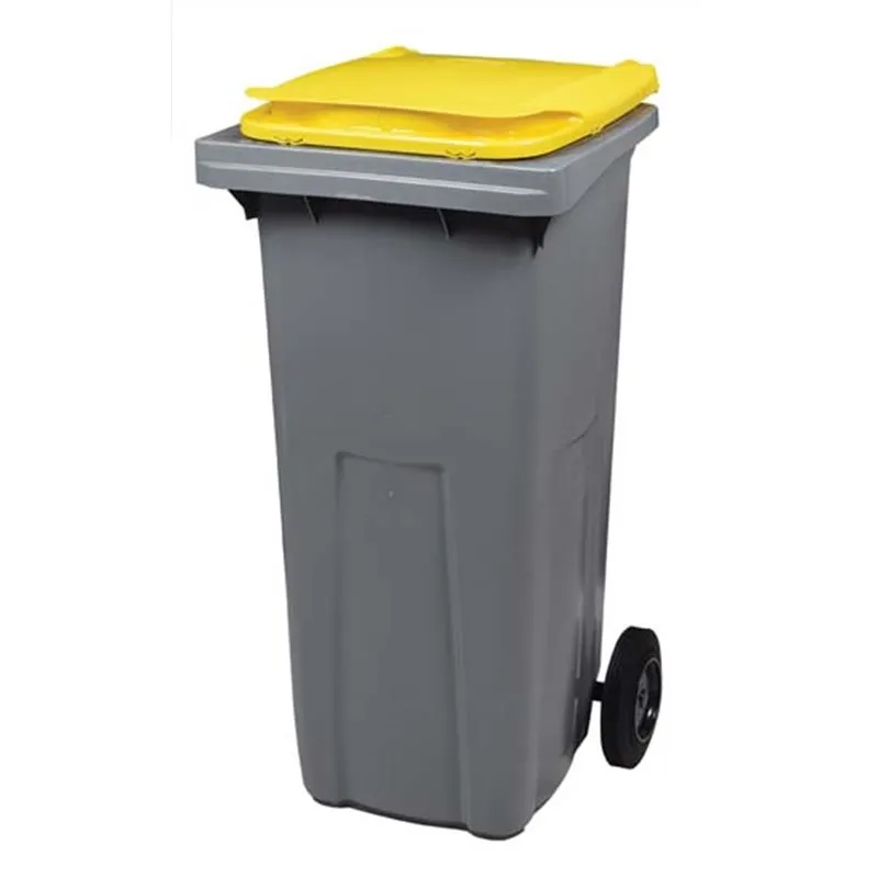 POUBELLE 2 ROUES KOROK - 120L - SANS BARRE - GRIS / JAUNE