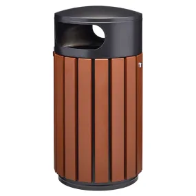 Poubelle extérieure ZENO EXTREM 60L - Lattes aluminium effet corten - gris manganese