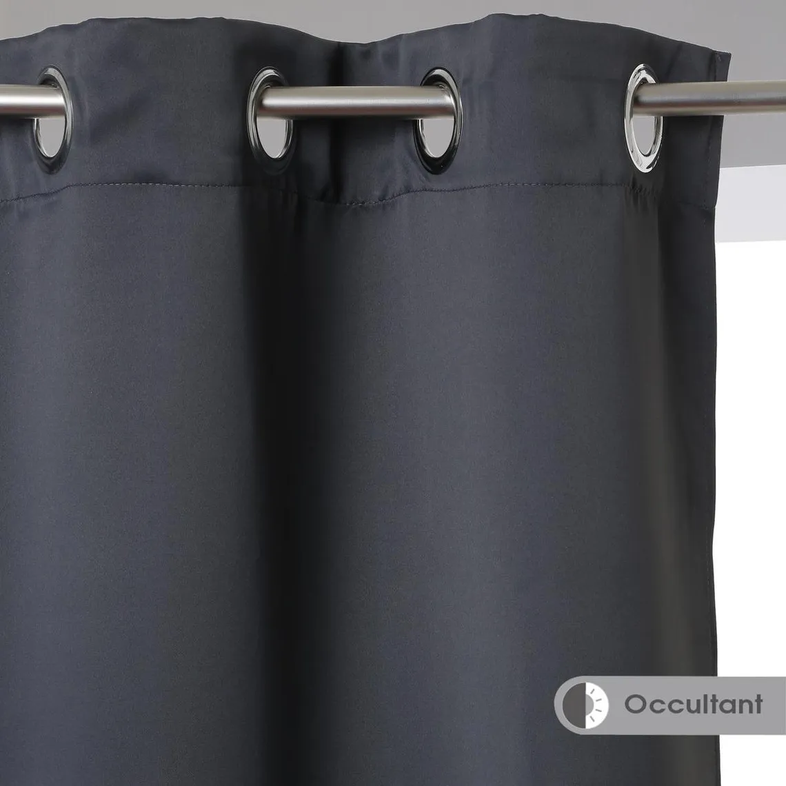 Rideau occultant uni gris foncé 140x260 | 3 Suisses