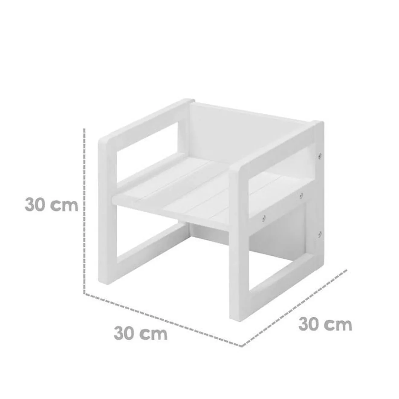 ROBA Ensemble Table et 2 Chaises Enfant - Convertible en Banc et Tabouret - 3 Hauteurs - Style Maison de Campagne - Bois Blanc b