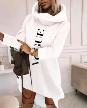 Robe décontractée sweat à manches longue et imprimé lettre