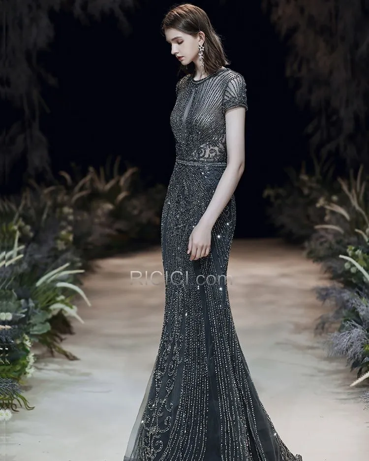 Robe Gala Décolleté Longue Robe De Ceremonie Paillette Fourreau Brillante Luxe