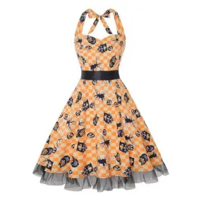 Robe Guinguette  Orange Halloween