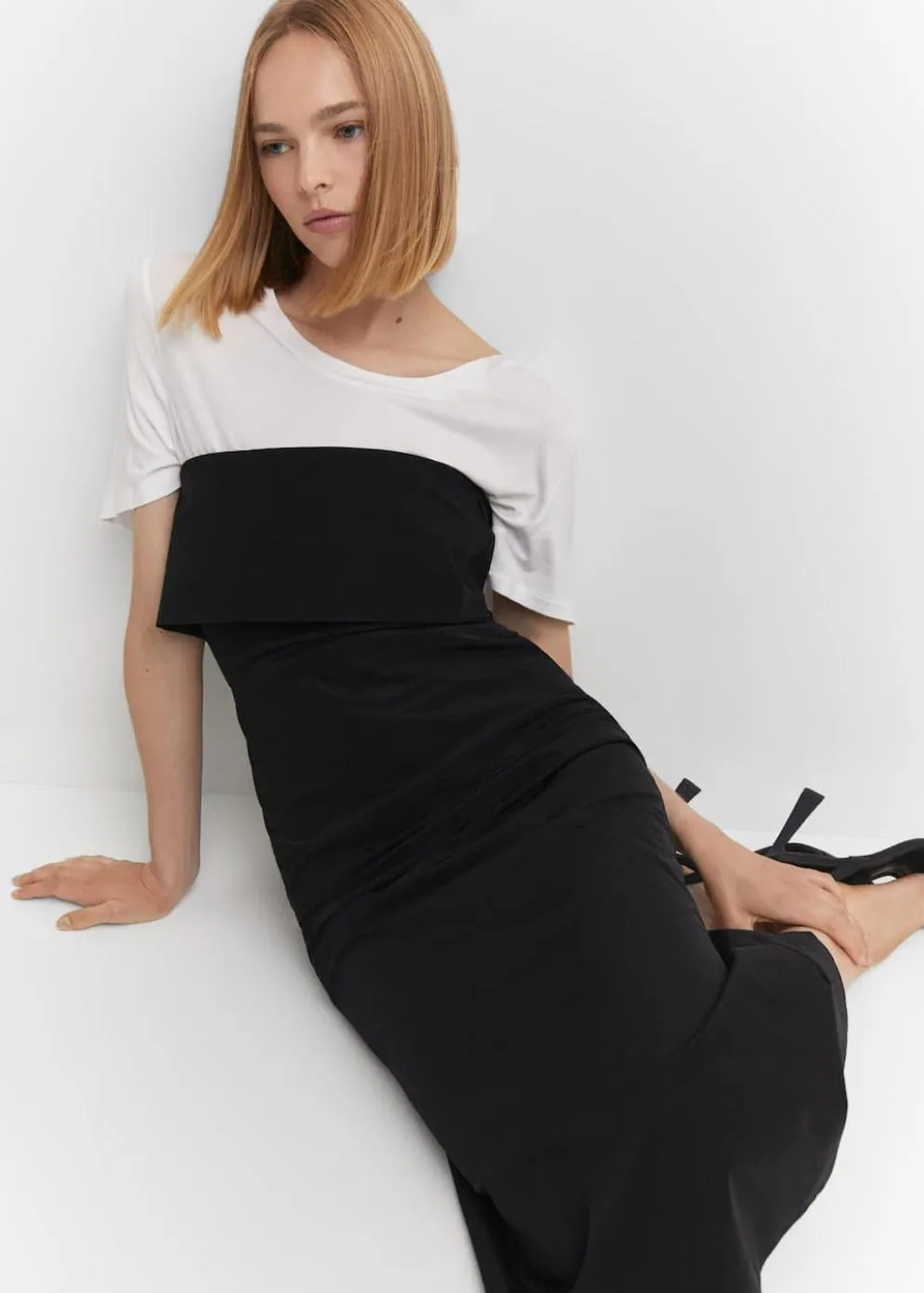 Robes Et Combinaisons | Femme MANGO Robe Bustier Ouverture Noir