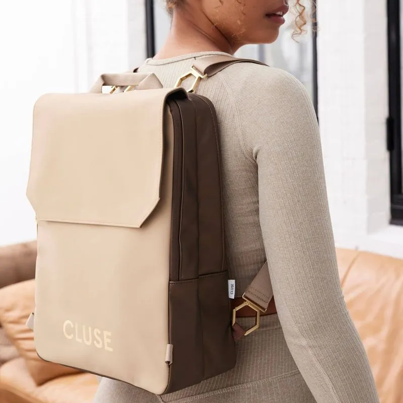 Sac à dos Cluse Le Réversible 15.6" 38 cm Metallic Brown Beige Gold - Marron et beige