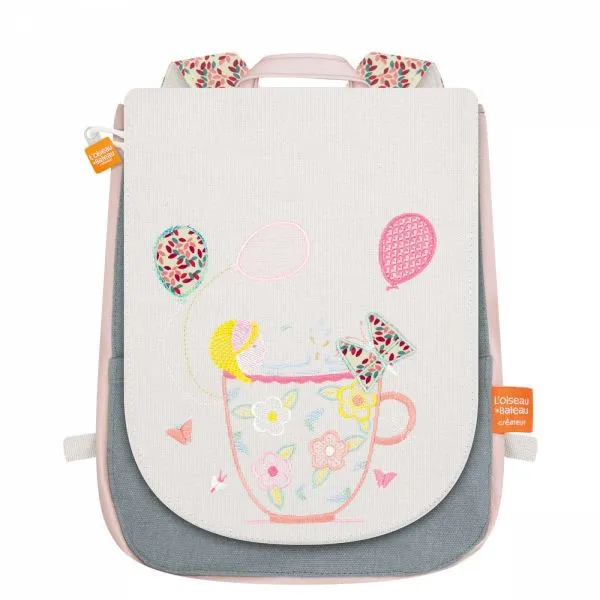 Sac à dos enfant La fille à la tasse écrue personnalisable