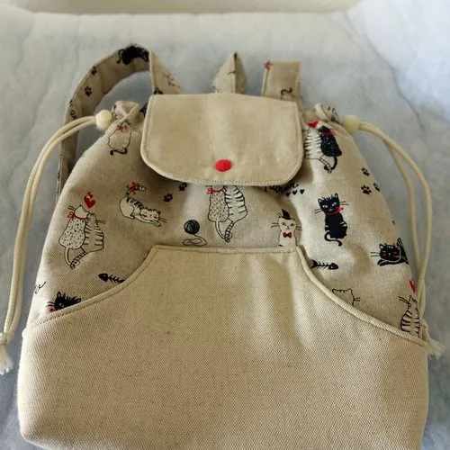 Sac à dos enfant tissu petits chats