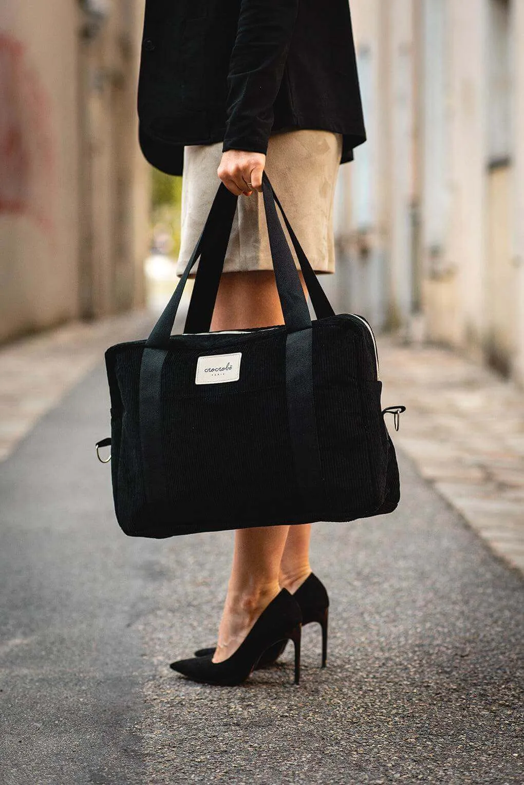 Sac à langer bébé velours ctelé noir Noah
