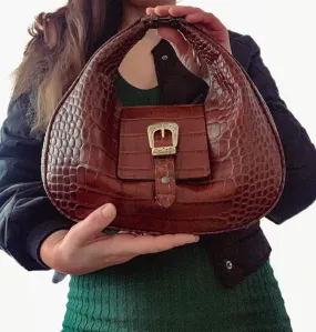 Sac à Main Capucine Marron Style Croco - Maison Rottier - Marques de France