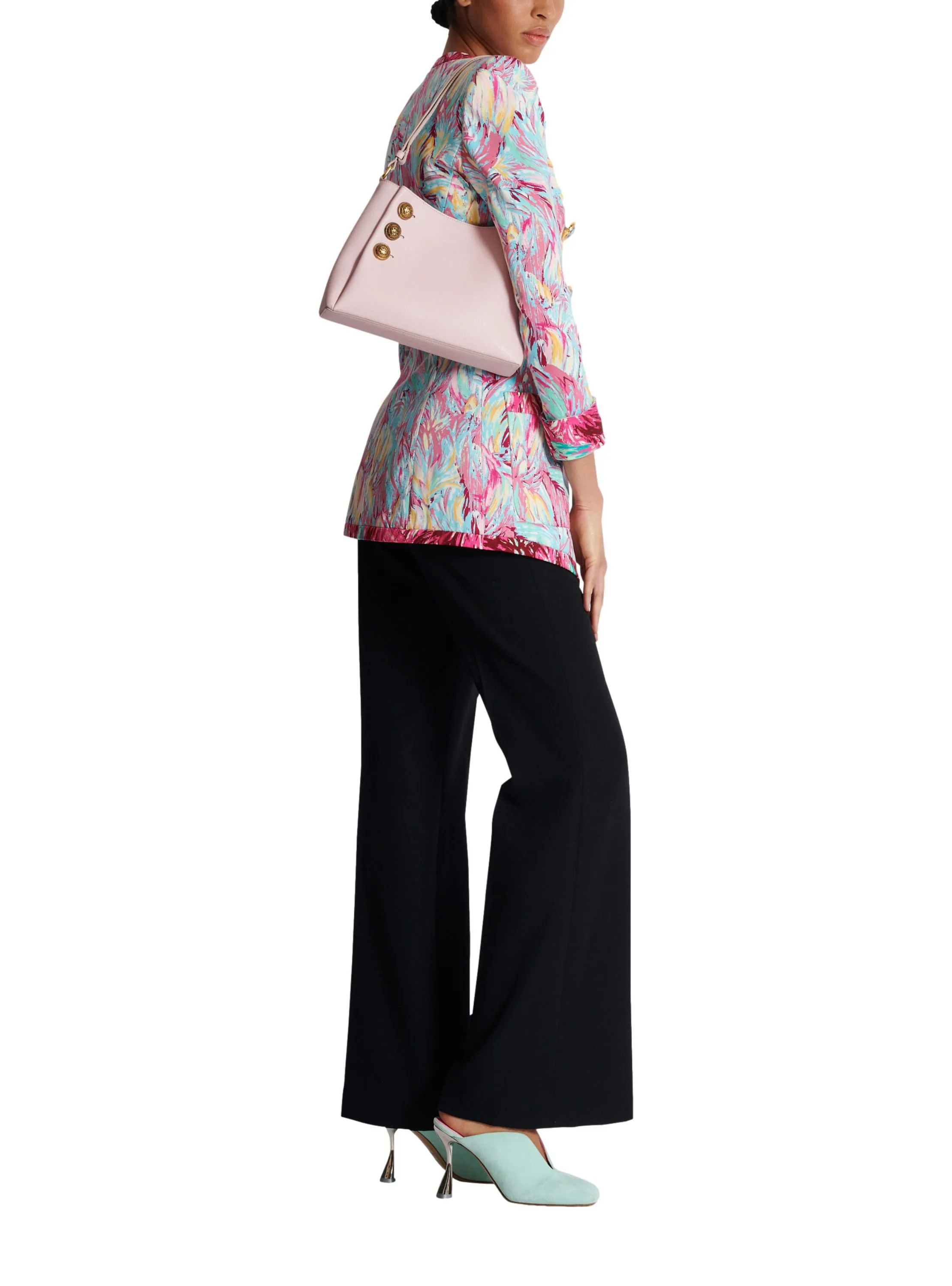 SAC à MAIN EMBLèME SHOULDER EN CUIR DE VEAU GRAINé - BALMAIN pour FEMME | Printemps