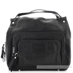 Sac à main Mocca Garance en cuir détails croco M108-01