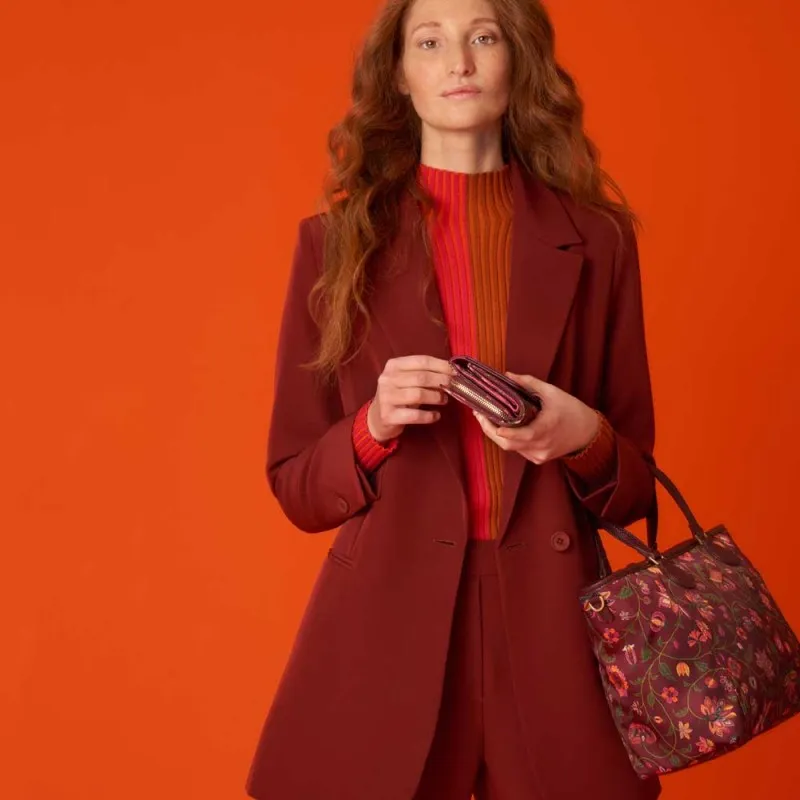 Sac à main OILILY "Haley" Joy Flowers chocolat | Planetebag.com