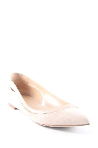 Sergio Rossi Ballerines en cuir verni crème-rose chair élégant