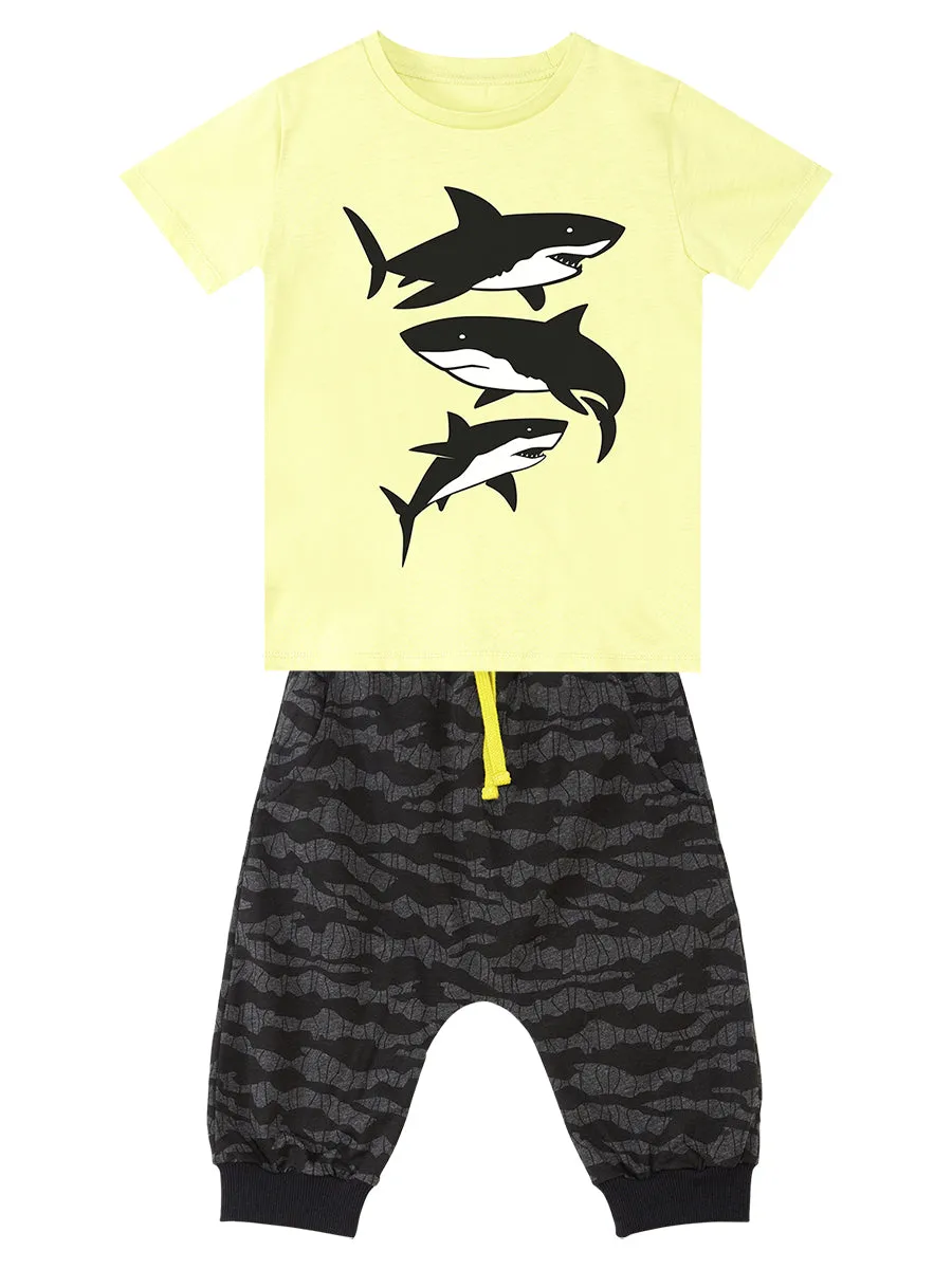 sharks erkek ocuk t-shirt kapri ort takim