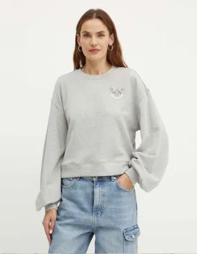 Sudadera Pinko Love Birds Gris Mujer