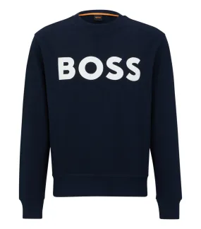 Sweat Boss coton avec manches longues et col rond  marine