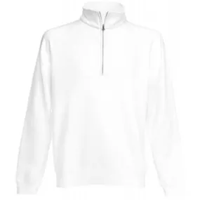 Sweat col montant zippé personnalisé en coton peigné blanc