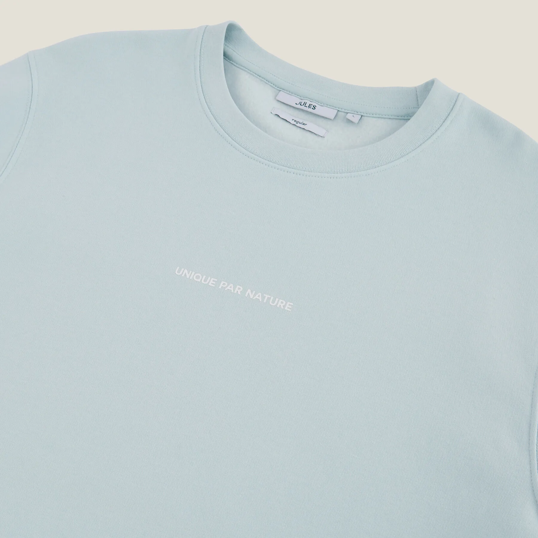 Sweat col rond imprimé devant et dos Bleu turquoise | Jules