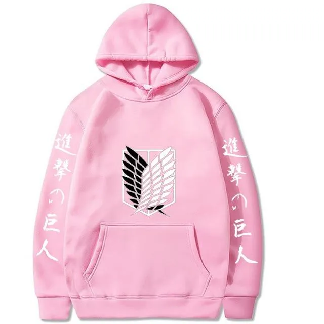 Sweat SnK - Ailes de la Liberté et kanjis sur manches