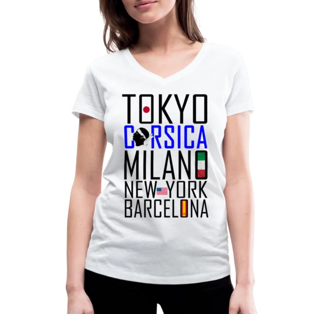 T-shirt bio col V Tokyo, Corsica ...