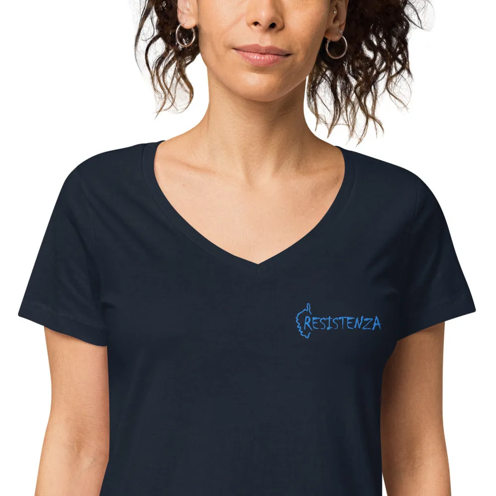 T-shirt col V Brodé ajusté femme Resistenza