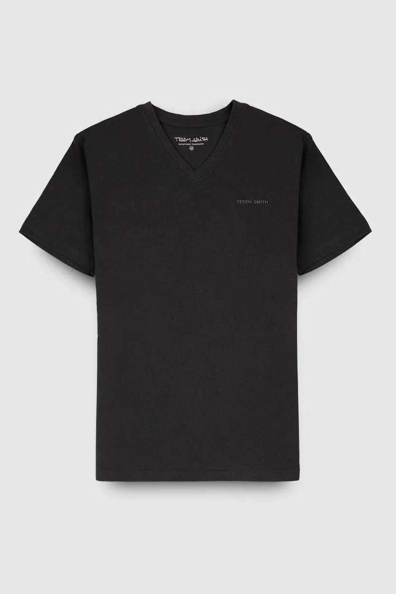 T-shirt col V manches courtes TAWAX 2 NOIR