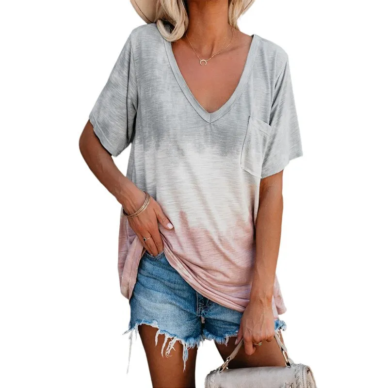 T Shirt Femme Col En V Année 90