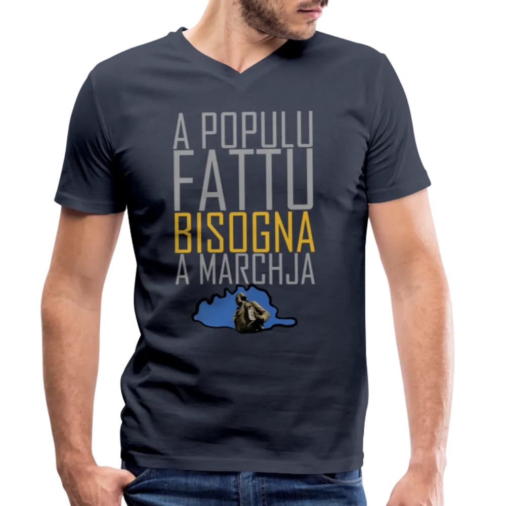 T-shirt H bio col V A Populu Fattu