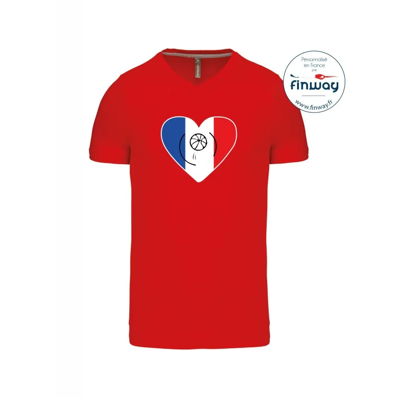 T-shirt homme col V - Motif coeur - JO