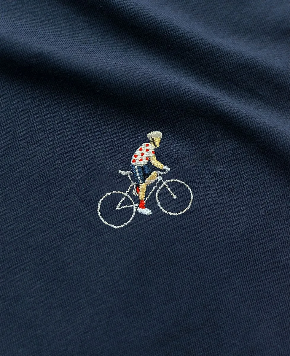 T-Shirt homme Cycliste blanc et rouge (brodé)
