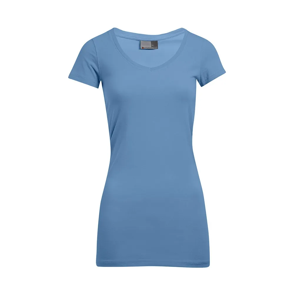 T-shirt long col V slim grande taille Femmes promotion