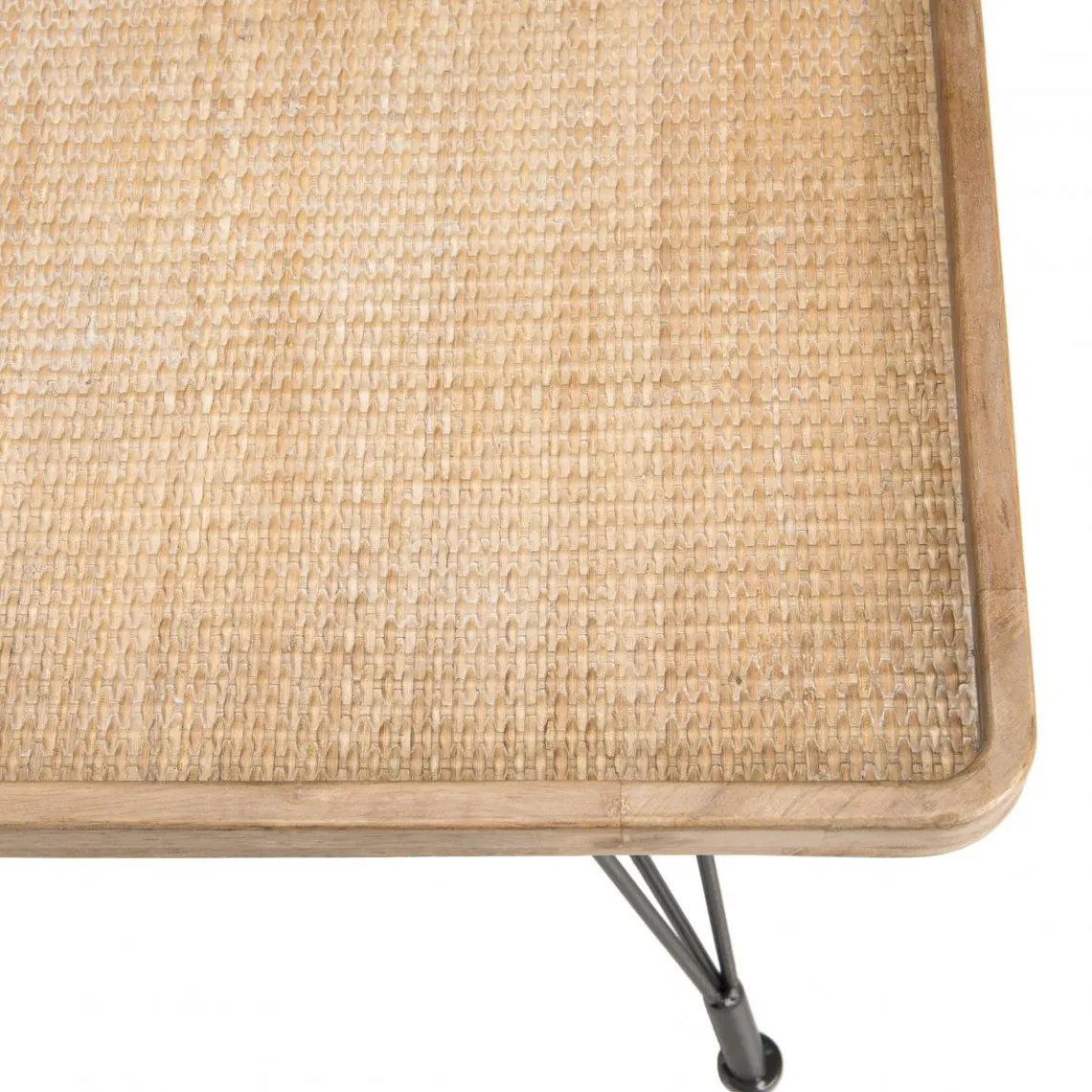 Table basse rectangulaire cannage pieds métal - KORIA | 3 Suisses
