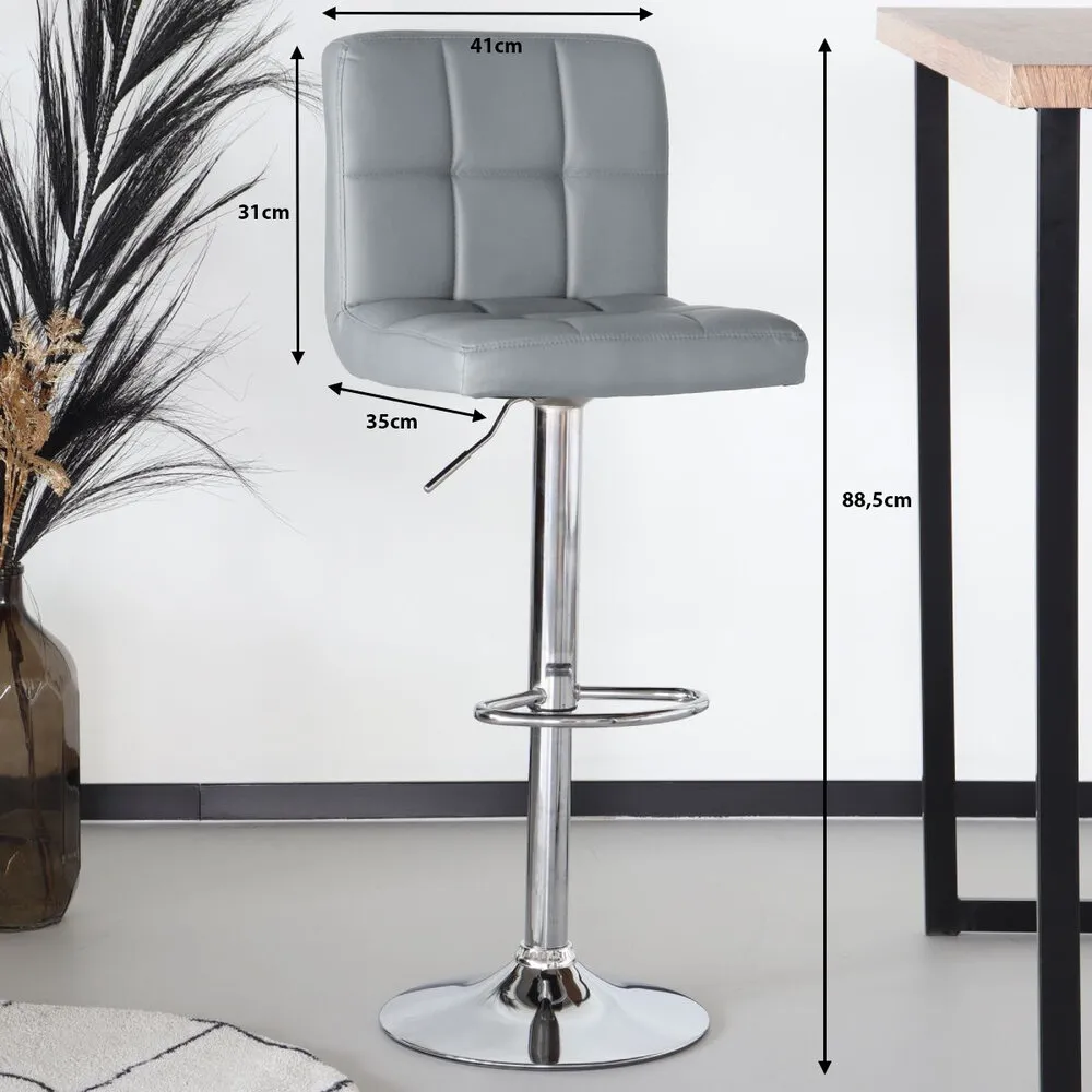 Tabouret de bar Anel simili cuir gris clair