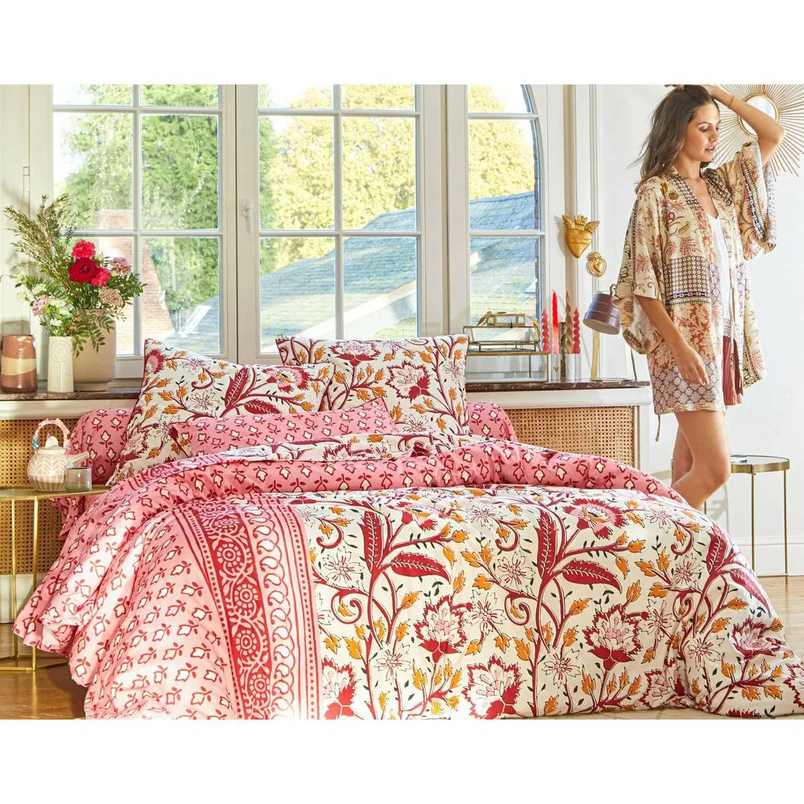 Taie de traversin  ARCHIVES rose en coton  | 3 Suisses