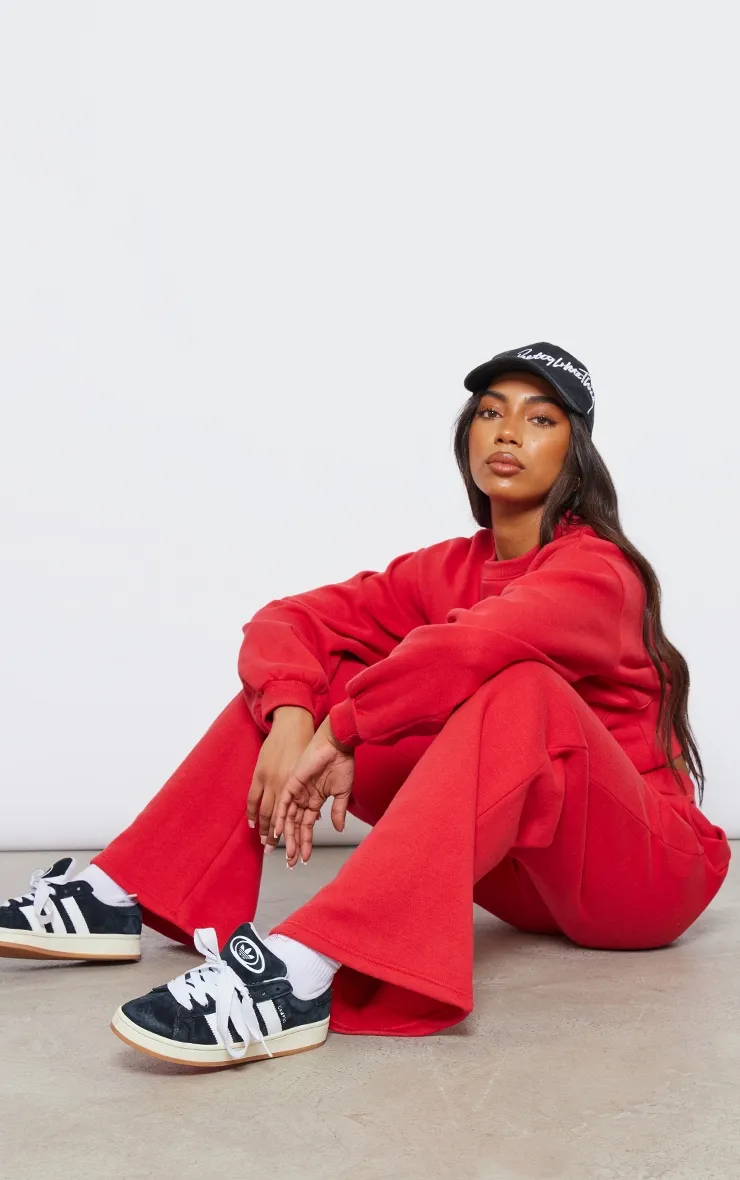 Tall Jogging flare rouge cerise à taille haute