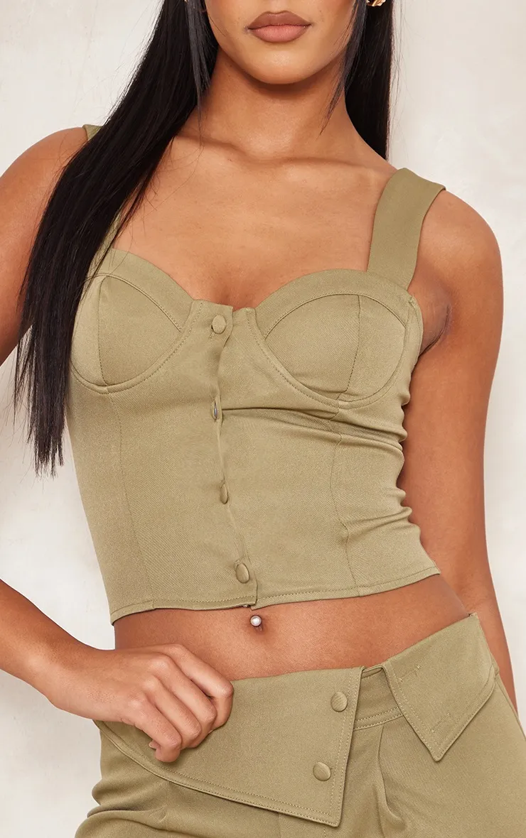 Tall Top corset kaki à boutons