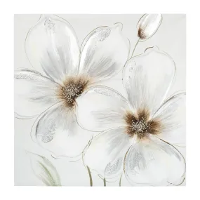 Toile Peinture Fleurs gris 48 x 48 cm  | 3 Suisses