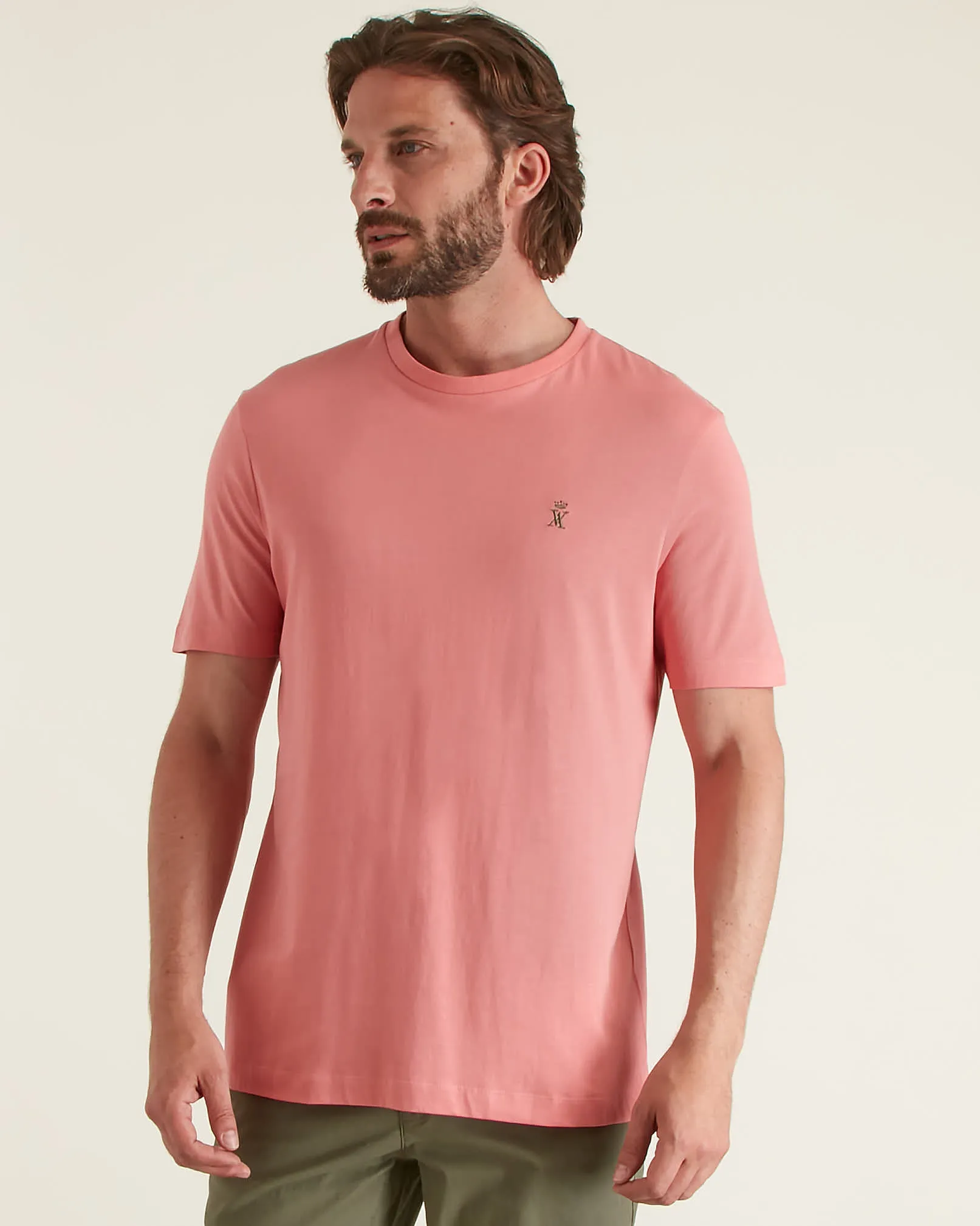 Vicomte A. T-shirt Travis Col Rond Homme 100% Coton Pima Rose Camelia
