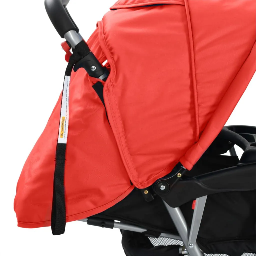 vidaXL Poussette à deux places acier rouge et noir | vidaxl-fr