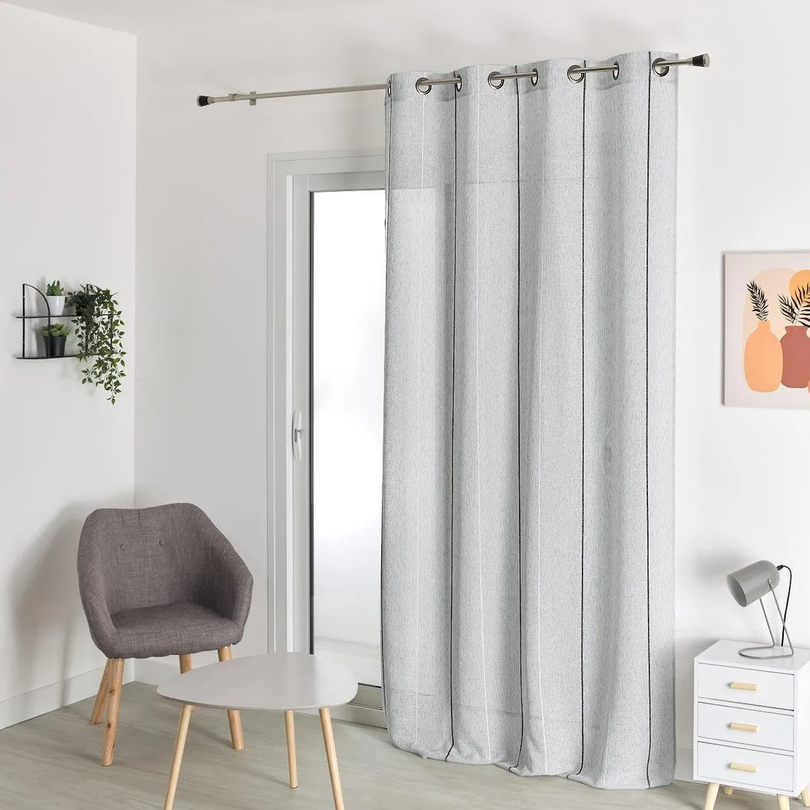 Voilage Etamine Rayure - Gris  | 3 Suisses
